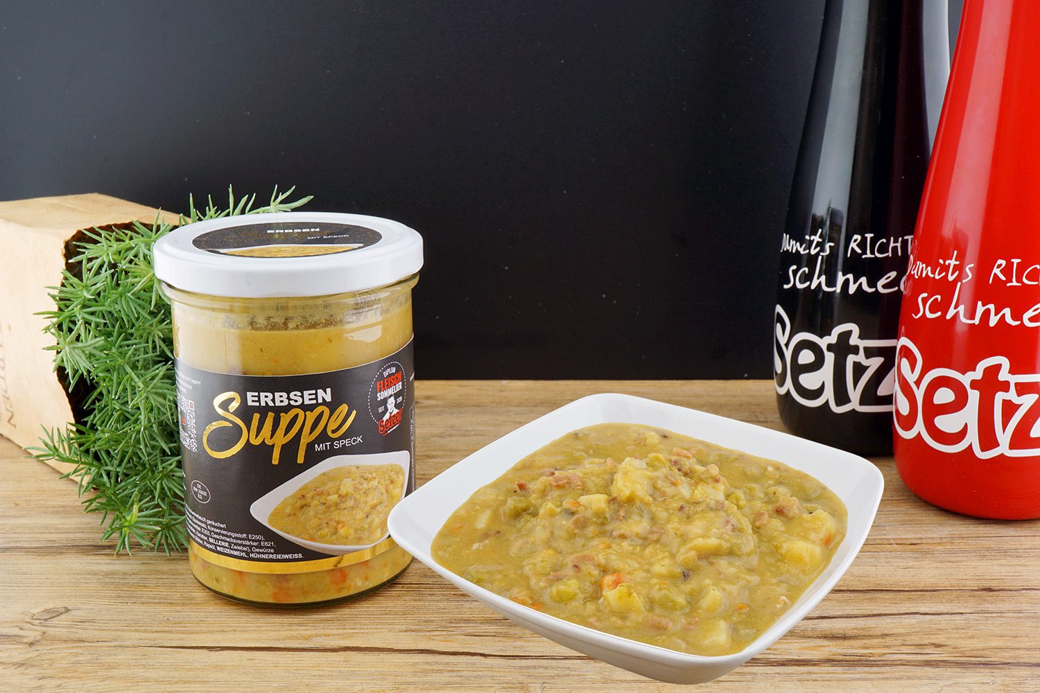 Erbsensuppe mit Speck im Glas (370 ml) - kaufdeinfleisch.de