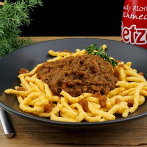 Linsen mit Speck Serviervorschlag